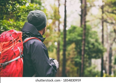 Hiker Wearing Hiking Backpack Hardshell Jacket Stock Photo (Edit Now ...