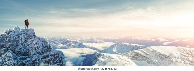 Hiker photographer in snowy mountains - Powered by Shutterstock