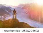 Hiker in the Salmon glacier , Alaska