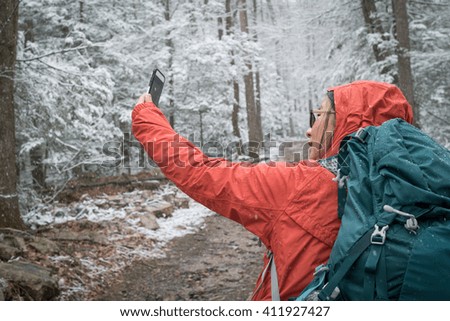 hiker taking a selfie