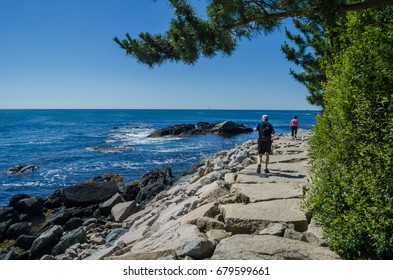 Hikers At Newport Cliff Walk