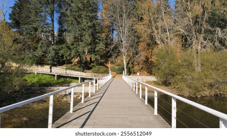 Hiker's point of view along the Corgo river city park in Vila Real, Portugal. - Powered by Shutterstock