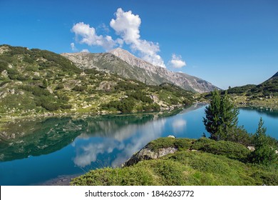 Hiking to Banderitsa lakes, view across the lakes of the Pirin Mountains in Bulgaria with Muratovo, Ribnoto, National Park Pirin