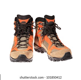 Hiking Boots On The White Background