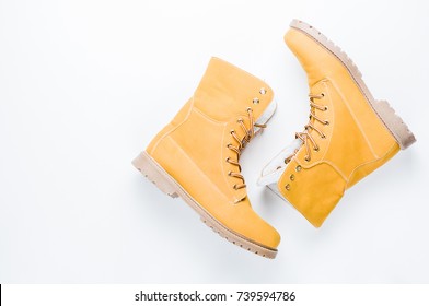 Hiking boots on a white background - Shutterstock ID 739594786