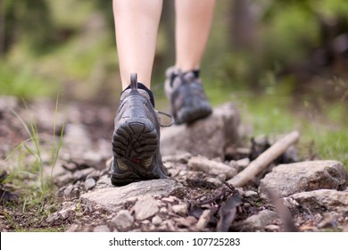 Hiking Boots In Outdoor Action