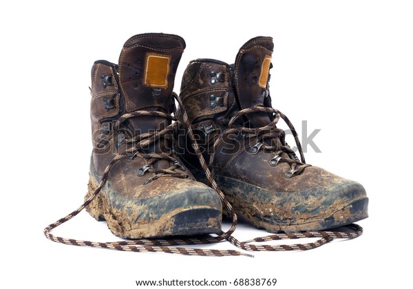 walking boots muddy