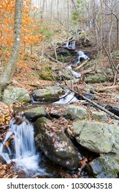 Hiking By A Waterfall On A Winter Morning At Mount Beacon (NY)