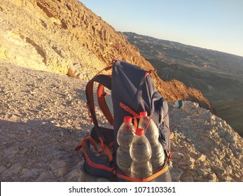 hiking desert part of Israel National Trail. Hikers backpack. Late afternoon / before sunset - Powered by Shutterstock