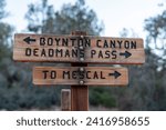 Hiking directional signs for Deadmans Pass, Boynton Canyon and Mescal in Sedona Arizona