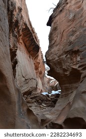 hiking the Dry Fork Slot Canyon at the Lower trailhead, Hole in the Rock road in Utah Grand Staircase Escalante National Monument, United States of America USA - Shutterstock ID 2282234693