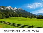 Hiking in Kaisergebirge Mountains at the Austrian Alps. Wilder Kaiser Austrian national park,  Scheffau, Tirol, Austria. Nature landscape