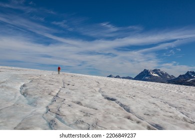 Hiking Man In Canadian Mountains. Hike Is The Popular Recreation Activity In North America. There Are A Lot Of Picturesque Trails.