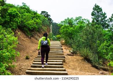 Hiking Manitou Springs, the incline. Almost there.  - Shutterstock ID 1104290225
