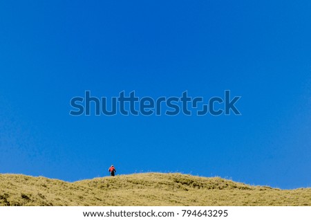 Similar – Image, Stock Photo Four people standing in a row on a ridge (2/2)