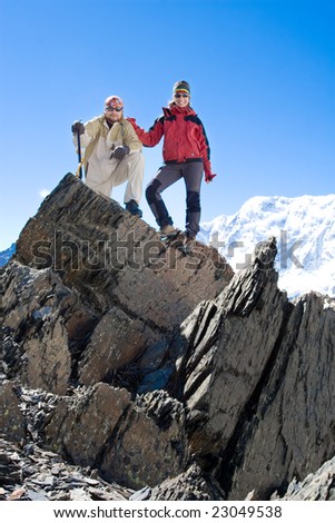 Similar – Image, Stock Photo Backpacker resting.