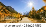 Hiking in October in the Engadine Valley, Switzerland