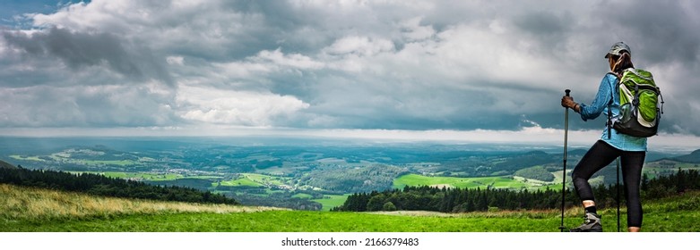 Hiking On The Wasserkuppe In The Rhön In Hesse