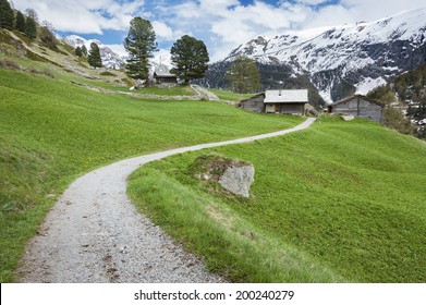 Hiking Path From Furi To Zermatt, Switzerland.