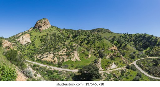 Hiking Paths Lead Through A Green California Canyon Near Santa Clarita.