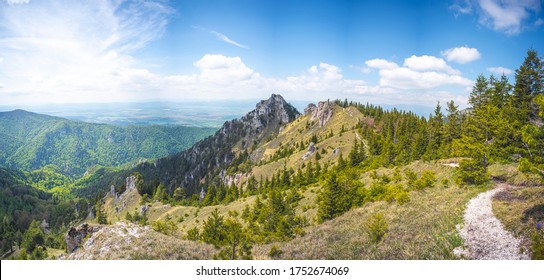 Hiking in slovakia moutains. View from the hills. Ostra, tlsta Peak, Velka Fatra. Slovakia