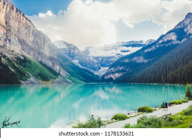 Hiking in summer ANature of Rocky mountains, Lake Louise, Banff, Canada