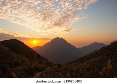 Hiking At Sunset Peak In Autumn, Lantau Island, Hong Kong