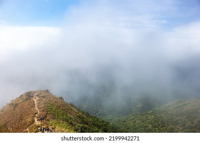 Hiking At Sunset Peak In Autumn, Lantau Island, Hong Kong