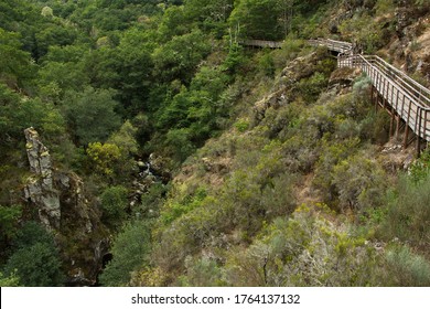 Hiking Track In Canyon Of Rio Mao In Ribeira Sacra In Galicia,Spain,Europe
