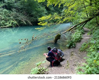 Hiking trail along the protected landscape of the Kamacnik river canyon in Gorski kotar - Vrbovsko, Croatia (Pješačka staza duž zaštićenog krajolika kanjona Kamačnik u Gorskom kotaru - Hrvatska)