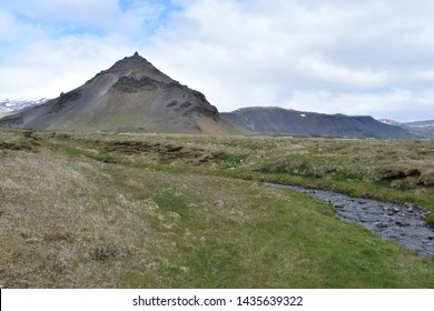 Hiking trail from Anarstapi to Hellnar with the raw nature in the west of Iceland at Snaefellsnes Peninsula