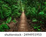 Hiking trail in Bako National Park, Kuching, Malaysia