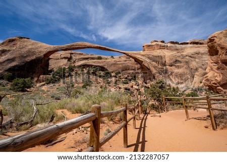 Hiking trail leading to Landscape Arch in Arches National Park Utah