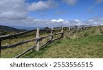 Hiking trail at Max Patch on the Appalachian hiking trail in North Carolina, Blue Ridge Mountains 