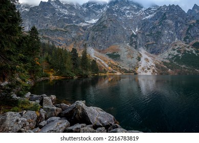 Hiking Trail To Morskie Oko Lake Near Zakopane In Poland During October In Autumn Season Is Amazing With Leaves And Lakes And Forests Is Amazing 