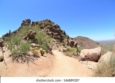 Hiking Trail On Pinnacle Peak Mountain In Scottsdale, Arizona 