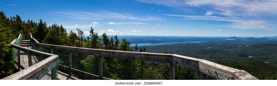 Hiking Trail To The Top Of Mont Orford In The Eastern Townships. View Of Mount Howl's Head