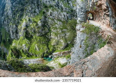 Hiking trails in the mountains of the Picos de Europa - Costa Verde Spain - Camino de Compostela aka the Way of St James - Shutterstock ID 2357719021