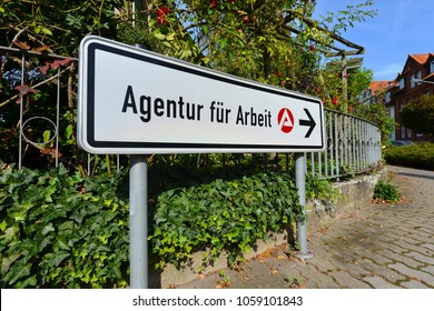 Hildesheim, Lower Saxony / Germany - September 28, 2014: Logo Of A Job Center, The State Owned Employment Agency In Hildesheim, Germany