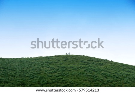 Similar – Image, Stock Photo Four people standing in a row on a ridge (2/2)