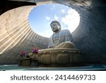 Hill of the Buddha, a Buddhist shrine features a 13.5 m (44 ft) tall statue of the Buddha encircled by an artificial hill, at Makomanai Takino Cemetery in Takino Suzuran Hillside Park, Sapporo