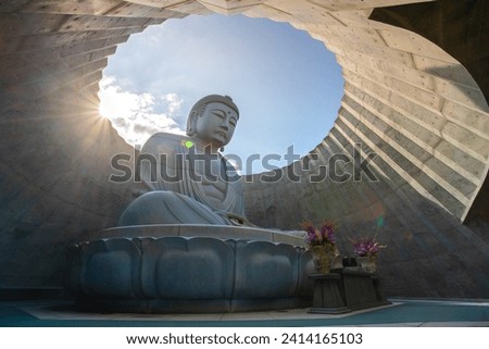 Hill of the Buddha, a Buddhist shrine features a 13.5 m (44 ft) tall statue of the Buddha encircled by an artificial hill, at Makomanai Takino Cemetery in Takino Suzuran Hillside Park , Sapporo, Hokka