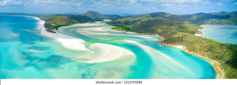 Hill Inlet at Whitehaven Beach, Whitsunday Island, Great Barrier Reef, Queensland, Australia - Shutterstock ID 1313793584