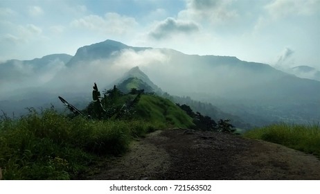 hill top view in clouds