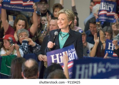 Hillary Clinton speaking at a presidential campaign Rally townhall meeting style, February 2, 2008.