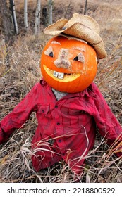 Hillbilly Pumpkin Man With Hat