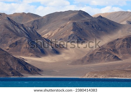 Hills across Pangong Tso with almost an extra terrestrial mars like terrain