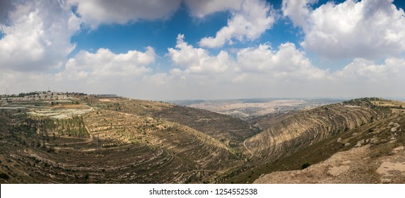 Hills Along Way Of The Patriarchs Or Way Of The Fathers. The Name Is Used In Biblical Narratives That It Was Frequently Traveled By Abraham, Isaac And Jacob. Samaria, Israel