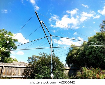 Hills Hoist Clothes Line In Australian Backyard