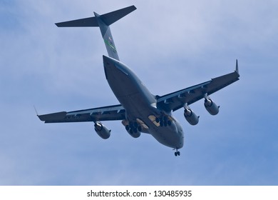 HILLSBORO, OR - AUG 5: Boeing C-17 Globemaster III Aircraft Fly By During Oregon Air Show At Hillsboro Airport On August 5, 2012 In Hillsboro, OR.